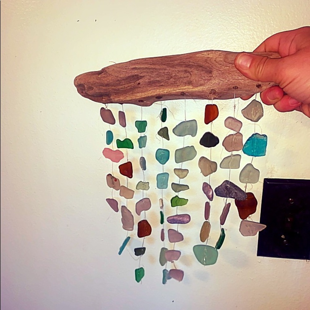 Beach glass wind chime